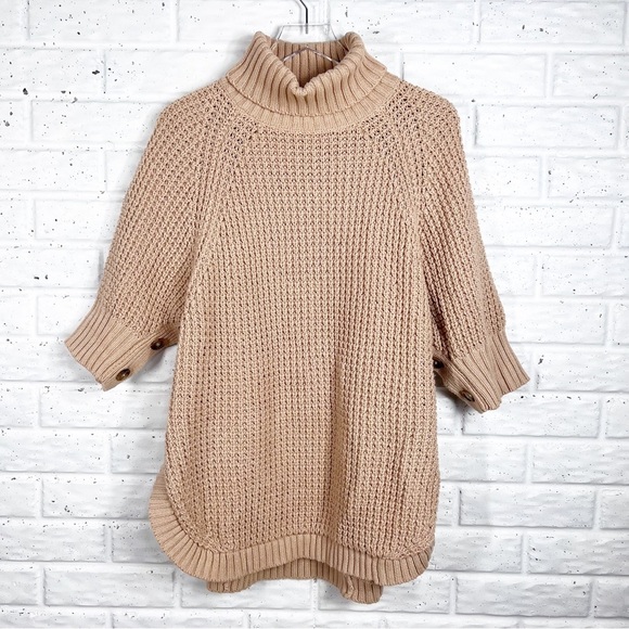 J. Crew Sweaters - JCREW Heavy Knit Turtleneck Short Sleeve Sweater Cotton Poncho
